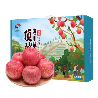 洛川苹果 陕西洛川红富士苹果礼盒 皮薄肉厚脆爽多汁 15枚70mm 小果苹果水果