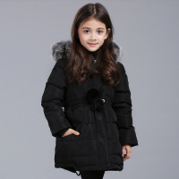 女童中长款羽绒服冬季加厚韩版中大童冬装带帽毛领儿童保暖外套
