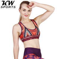 KW SPORTS正品 紧身印花无袖瑜伽服短背心女式健身跑步运动服上装