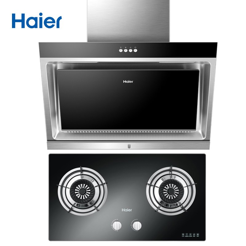 Haier/海尔 E800C2+QE636B侧吸式抽油烟机燃气灶具套餐烟灶套装