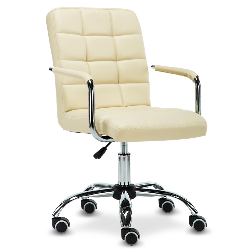 迈亚家具 弓形电脑椅 家用升降椅 职员办公转椅 会议椅 米白12格滑轮