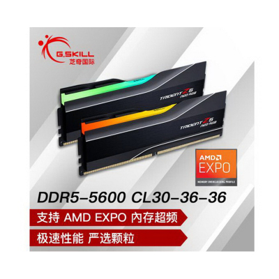 芝奇(G.SKILL)32GB(16Gx2) DDR5 5600 台式机灯条-焰锋戟RGB灯条/AMD EXPO/C30