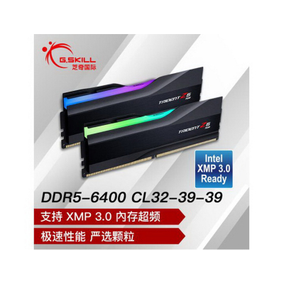 芝奇(G.SKILL)32GB(16Gx2)套装 DDR5 6400频率 台式机内存条-幻锋戟RGB灯条(黯雾黑)/C32