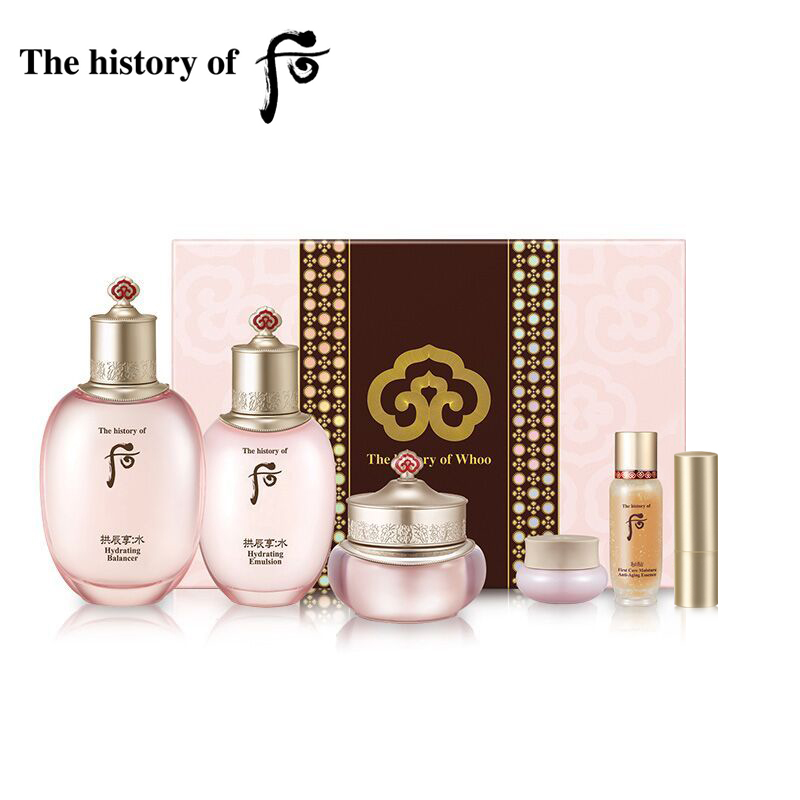 后whoo韩国专柜正品直邮 补水保湿收缩毛孔 提亮修复滋润营养水润嫩白控油 粉色 拱辰享水研平衡水乳两件套盒套装礼盒