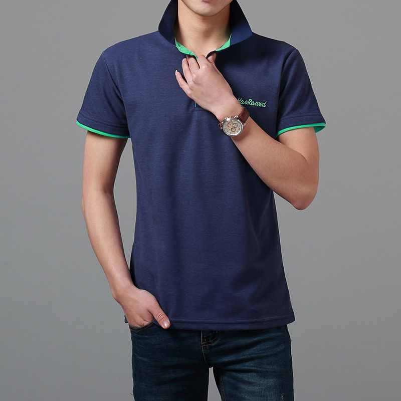 男士POLO衫新款夏季青年韩版有领短袖T恤男 修身大码休闲带领翻领商务polo衫诺妮梦
