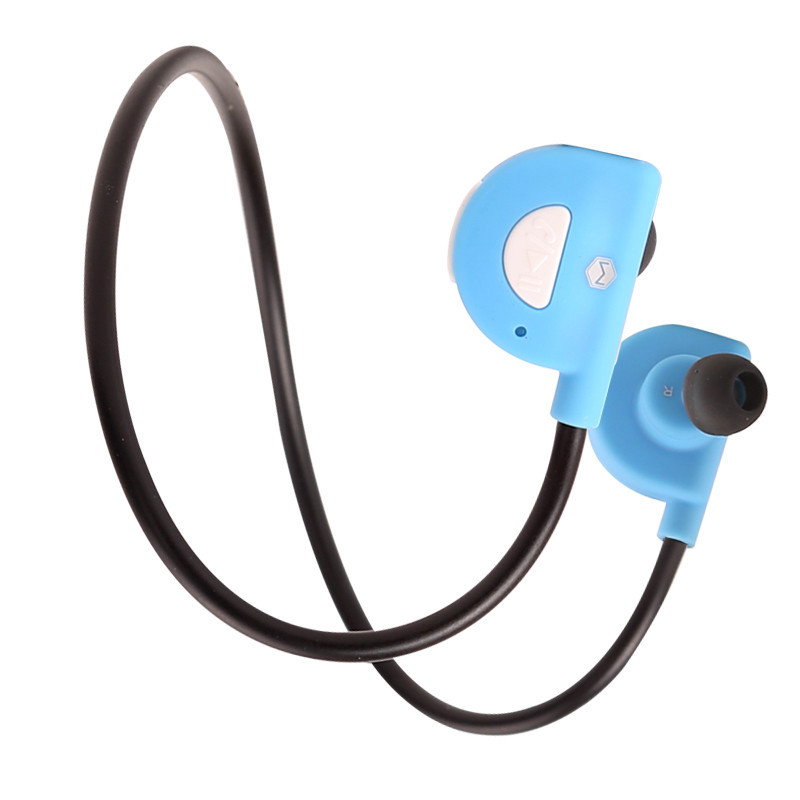 MQbix (BT201) 头戴颈挂式无线蓝牙运动跑步耳机 双耳入耳式立体声 手机通用蓝牙耳机（黑蓝色）