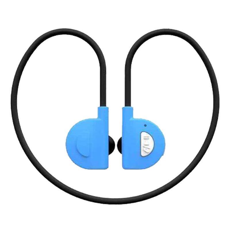 MQbix (BT201) 头戴颈挂式无线蓝牙运动跑步耳机 双耳入耳式立体声 手机通用蓝牙耳机（黑蓝色）图片