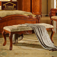 美式实木床尾凳欧式布艺长凳床前凳脚踏换鞋凳床榻卧室床边沙发凳