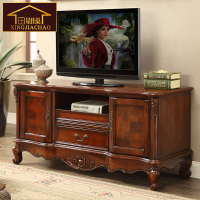 美式乡村卧室实木电视柜 欧式客厅小型电视柜 窄电视柜1.4