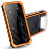 POWER-POND 太阳能充电宝 10000毫安大容量移动电源 苹果小米三星手机平板通用便携式超薄移动电源 橙色