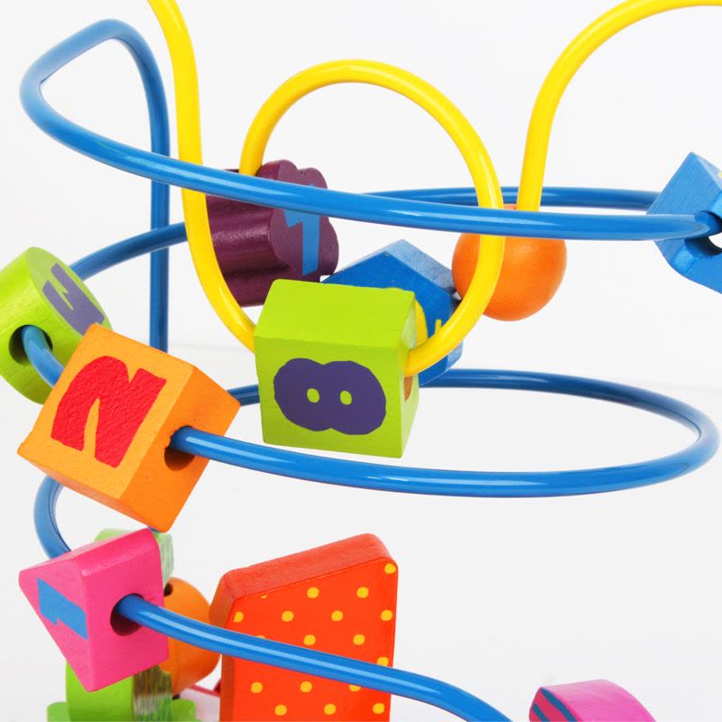 宝宝儿童益智认知玩具智力拖车绕珠大号串珠木制1-2-3-4-5-6个月图片