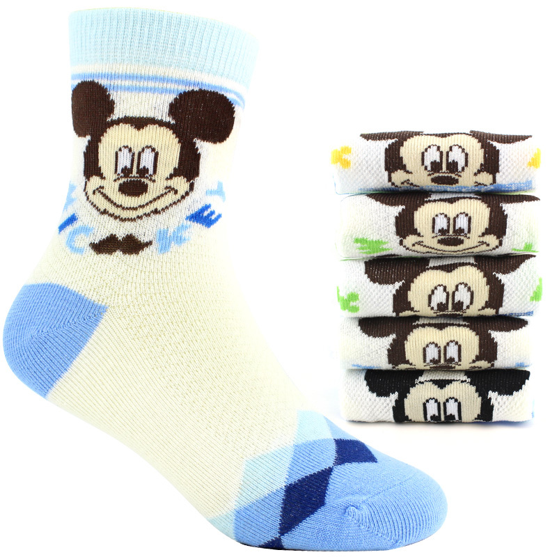 儿童袜子春秋季薄款迪士尼男童纯棉学生网眼袜1-3-5-7-9岁宝宝童袜