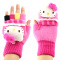 儿童手套冬保暖Hellokitty可爱宝宝半指手套女童手套小孩翻盖手套