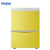 海尔冷柜LW-120HCD 120升家用双温冷冻冷藏卧式冷柜上顶开门下抽屉立式冰箱冰柜(黄)