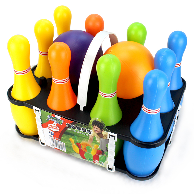 运动公园户外玩具塑料运动保龄球多彩保龄球玩具10+2球3-6岁儿童玩具礼物 大号711F彩色保龄球