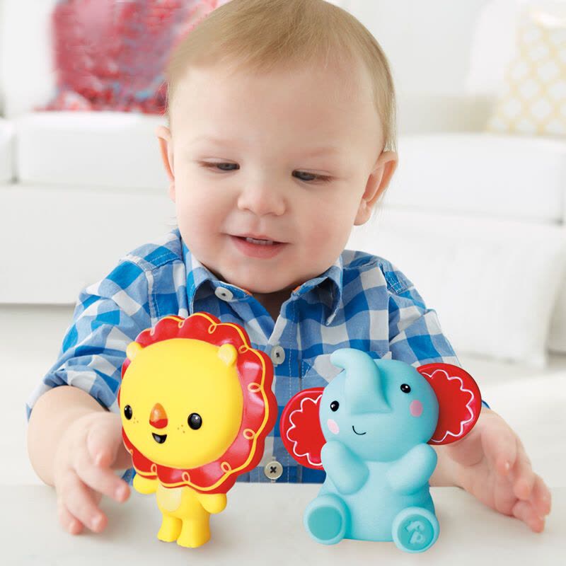 Fisher-Price 费雪牌 戏水玩具PVC儿童洗澡玩具6-12个月 儿童宝宝橡胶沐浴喷水捏捏叫玩具F0201狮子图片