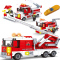巧乐童拼装积木塑料积木玩具消防直升机消防车消防总署积木儿童玩具 消防云梯