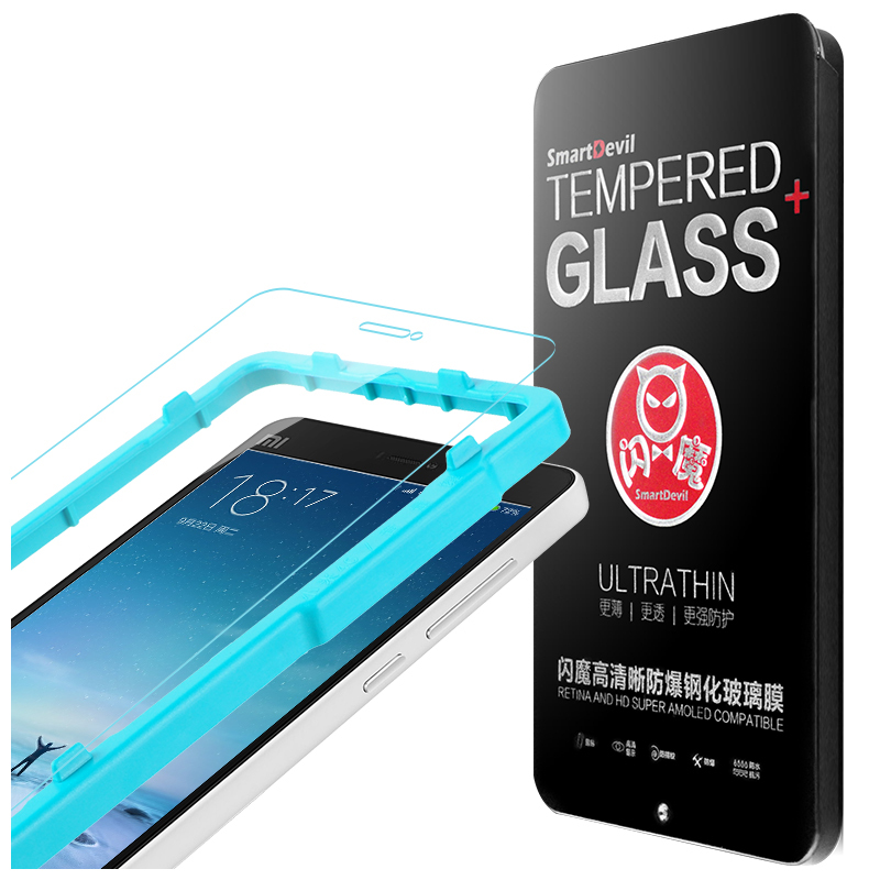 闪魔 小米4c钢化膜 小米4S手机钢化玻璃贴膜M4C高透保护防爆膜5.0