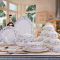 瓷物语景德镇陶瓷整套餐具 陶瓷餐具套装 58头骨瓷餐具套装 碗盘子 结婚送礼