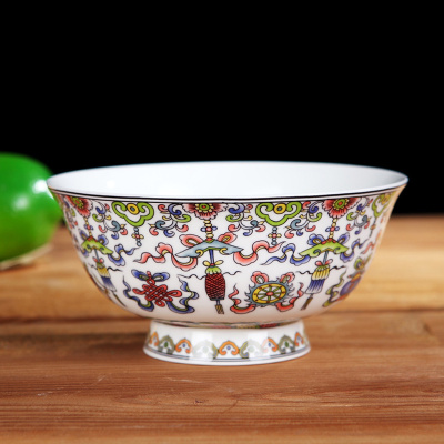 瓷物语 景德镇家用 陶瓷碗泡面 骨瓷面碗 6寸大号汤碗 仿古饭碗高脚碗(默认主图)