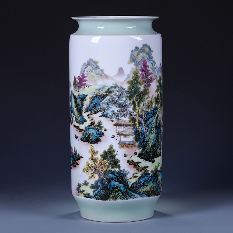景德镇陶瓷花瓶现代时尚手绘粉彩家居饰品摆件礼品