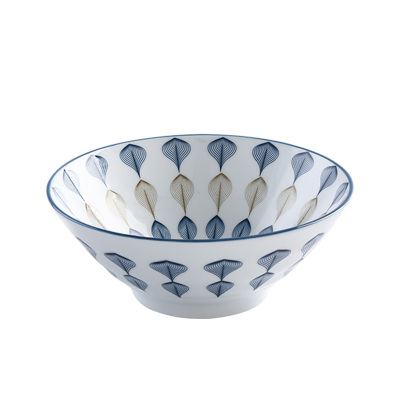 瓷物语家用汤碗沙拉碗7.5英寸乌冬碗面碗釉下彩陶瓷碗日式大号中式（918款）
