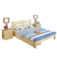 硕木居 现代简约实木床双人床 主卧1.5米1.8米床松木单人床1.2米简易木床