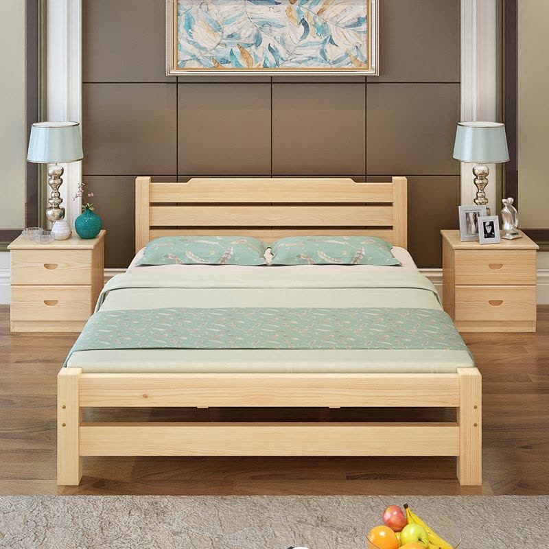 硕木居 床实木双人单人木板简易经济型出租房特价1.8现代简约1.5米1.2m全图片