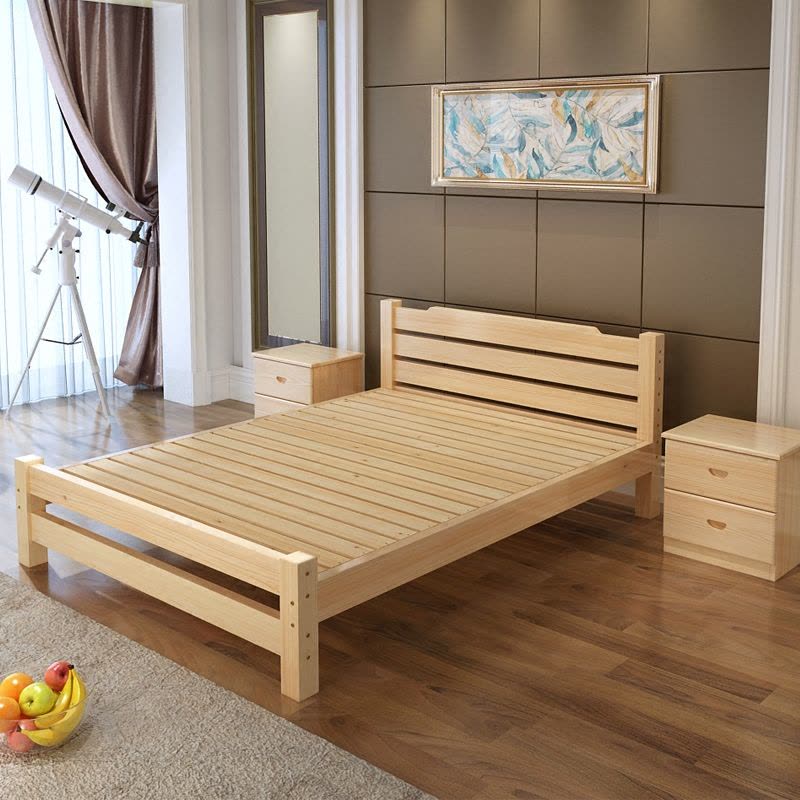 硕木居 床实木双人单人木板简易经济型出租房特价1.8现代简约1.5米1.2m全图片