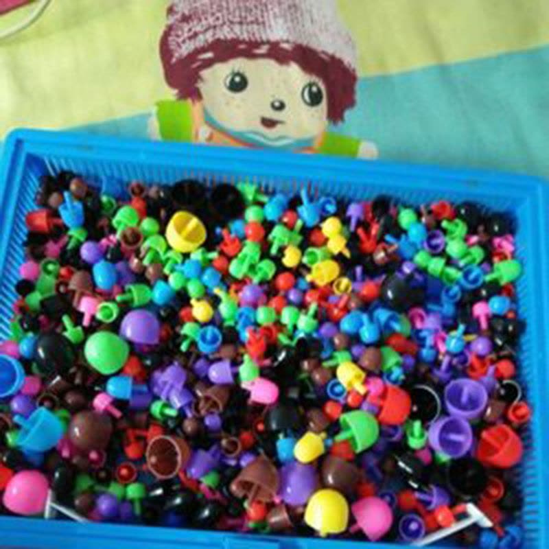 【296粒蘑菇钉+篮筐+图纸】多多鹿296粒组合拼插板 儿童益智玩具 宝宝智力玩具男孩女孩拼图3-6岁图片