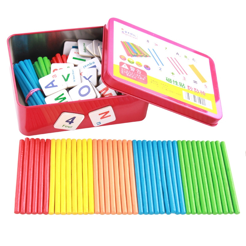 铁盒装磁性儿童数数棒算数棒玩具数学教具早教数字棒计算棒