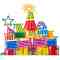 魔术棒拼插积木塑料3-4-6周岁男孩雪花片拼装玩具700根左右送24件套车轮（620根棒子+80个左右几何形）收纳盒装