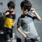 夏装新款童装韩版时尚潮流彩色条纹休闲运动装短袖T恤套装