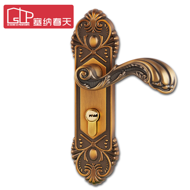 塞纳春天 门锁 欧式室内房门锁 静音锁具AG-92850黄古铜(复古轻奢)