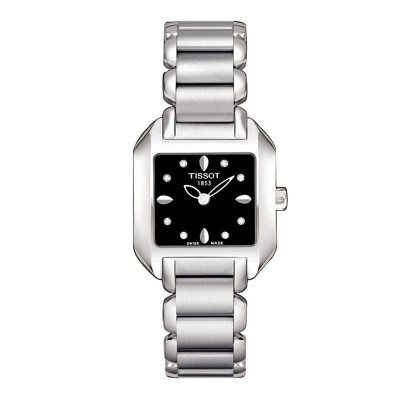 瑞士TISSOT天梭女士手表T-TREND系列石英女表时尚指针方形钢带女士手表女腕表