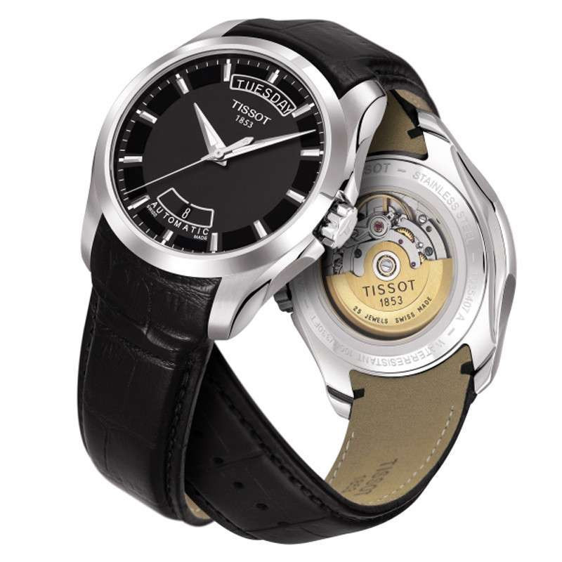 天梭Tissot库图自动机械表瑞士手表皮带男表T035.407.16.051.00