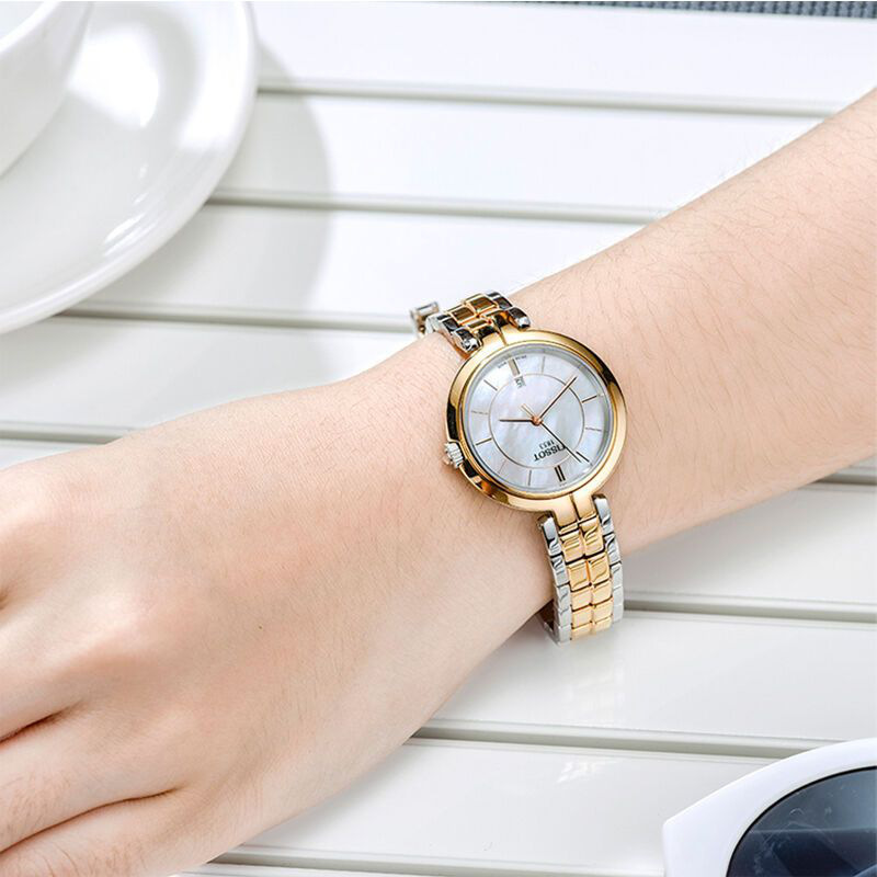 联保天梭(TISSOT)手表弗拉明戈系列钢带石英女表简约时尚女表