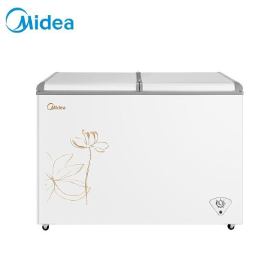 美的(Midea)271升 商用家用囤货冰柜 大容量冷藏冷冻双箱双温冷柜 可移动蝶形门卧式冰箱BCD-271VMQ