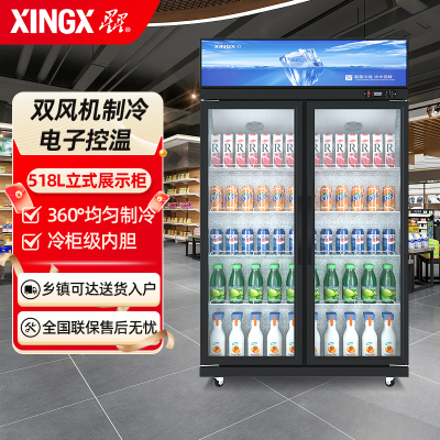 星星(XINGX)518升展示柜冷藏饮料柜 商用立式大容量陈列柜 超市便利店饮料冰箱 防凝露双风机 LSC-520YL