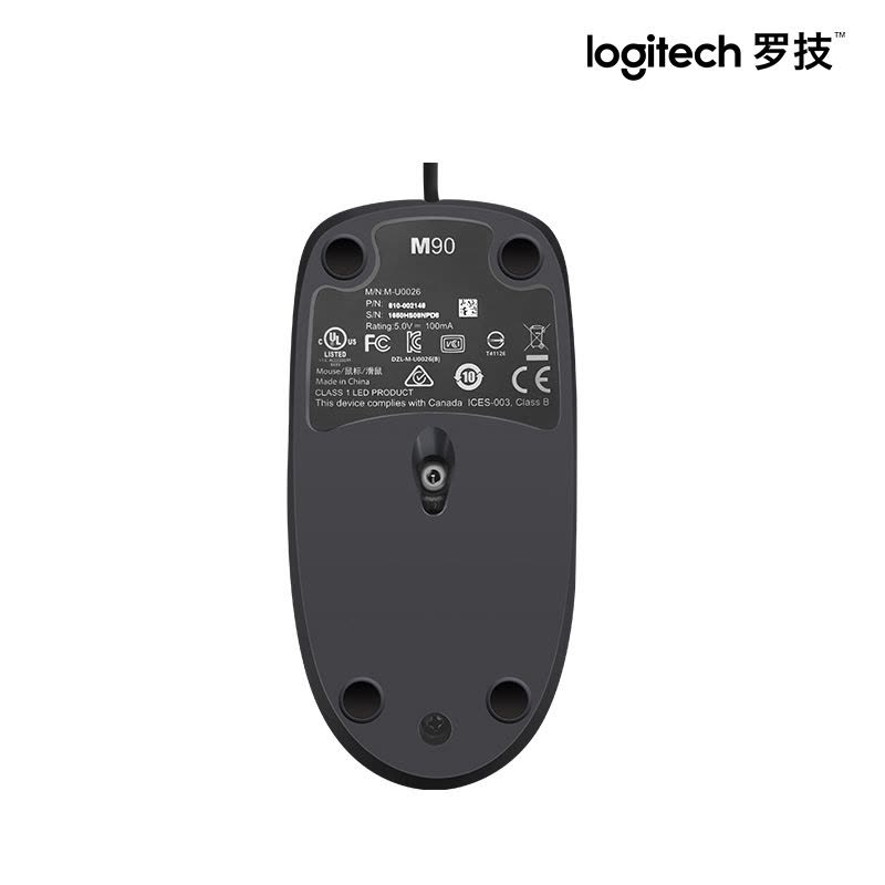 罗技鼠标M90有线办公鼠即插即用易于安装左右手通用 物美价廉人体工学设计手感顺滑流线外观USB连接图片