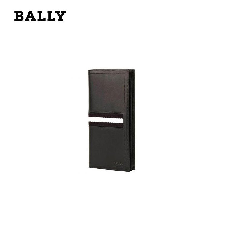 巴利(Bally)钱包 竖款敞口黑色间白条男士硬牛皮长款钱包卡包 手提包 男 TALIRO
