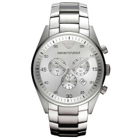 阿玛尼(EMPORIO ARMANI)手表 休闲时尚欧美品牌三眼计时精钢表带女士石英表 AR5960