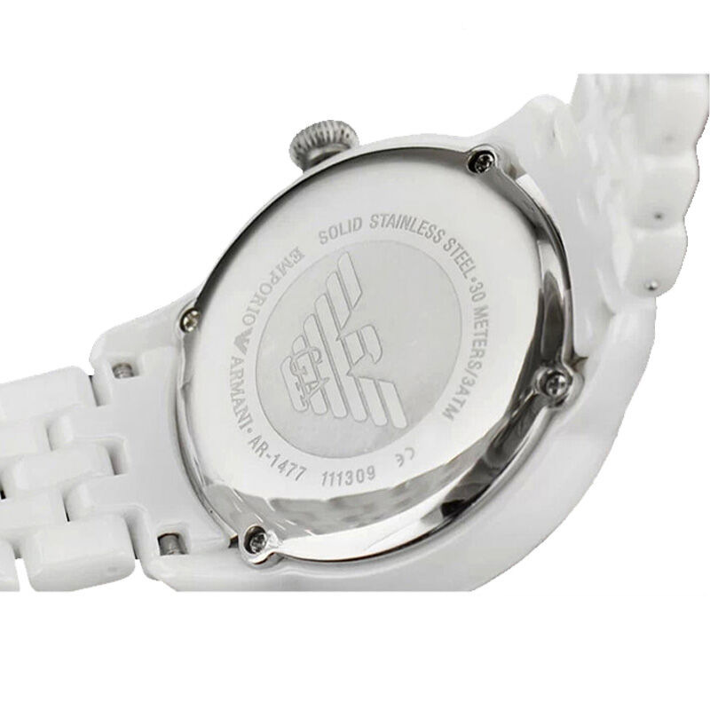 阿玛尼(EMPORIO ARMANI)手表 欧美品牌陶瓷表带圆盘女士手表石英表 AR1483