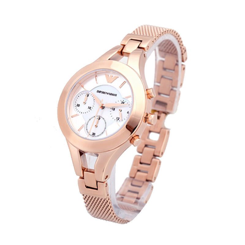 阿玛尼(ARMANI)手表时尚休闲不锈钢表带女士石英手表 AR7389-91