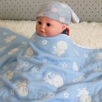 0-1-3-6-9-10岁婴儿宝宝浴巾2017年春季上新款宝宝新生儿童6层纱布蘑菇盖毯毛巾被吸水儿童浴巾