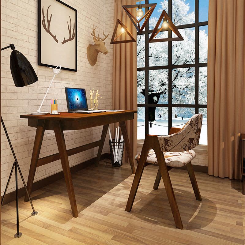 现代北欧实木书桌 带抽屉写字台日式小户型办公桌家用电脑桌特价图片