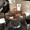 马氏皇庭 现代简约大理石餐桌椅组合 不锈钢圆桌组合大理石圆餐桌