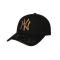 MLB(洋基队) NY新款棒球帽 黑帽黄字亮片帽檐 可调节款 弯檐帽