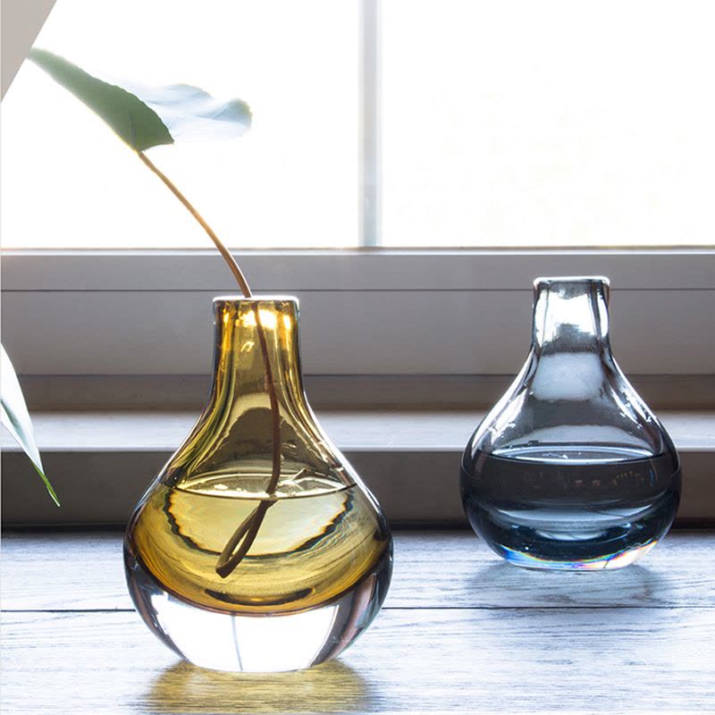 揖美 现代花瓶小清新玻璃工艺品 家居餐厅水培摆件图片