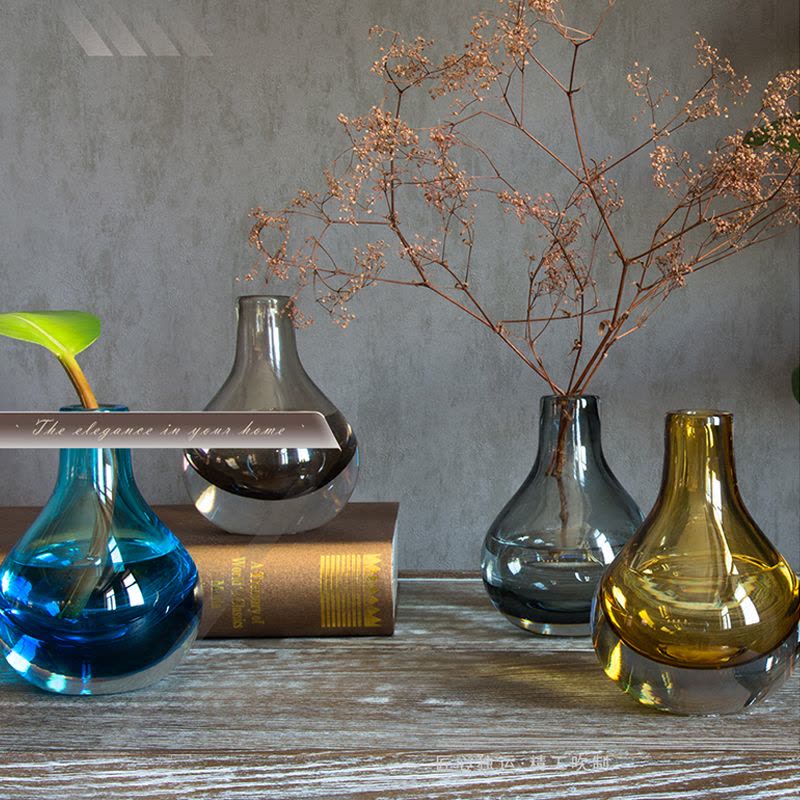 揖美 现代花瓶小清新玻璃工艺品 家居餐厅水培摆件图片